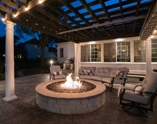outdoor patio with firepit