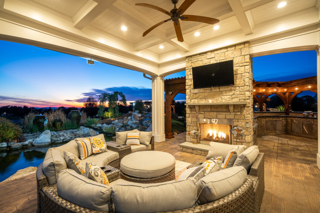 outdoor tv and couches